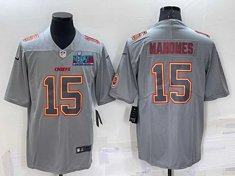 Men%27s Kansas City Chiefs 15 Patrick Mahomes Gray 2023 Super Bowl LVII Atmosphere Fashion Vapor Limited Jersey->kansas city chiefs->NFL Jersey